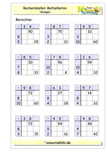 Rechentabellen Kleines Einmaleins (Klasse 3) - ©2018, www.mathiki.de